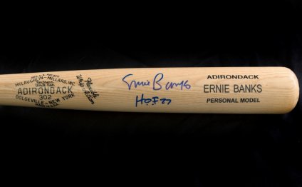 An Ernie Banks autographed bat