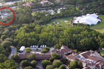 following service visitors had been transported to the huge football-field sized tent with clear roof panels, sweeping interior curtains and a purple carpeting, at Bear's Club gated neighborhood, where Jordan has actually a 37,000sq ft home (shown top left).