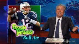 Jon Stewart sacks 'cheating f--k' Tom Brady throughout the DeflateGate fiasco.