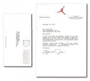 Michael Jordan Chuck Daly Letter 600