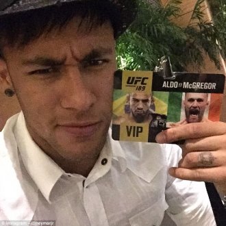 Neymar showed his VIP pass for UFC 189 in which Conor McGregor was due to fight Jose Aldo
