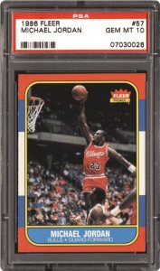 the essential coveted Jordan card is their 1986-87 Fleer rookie (#57). Exhibiting a fantastic action shot, this solitary helped usher-in a unique era of hoops cards.